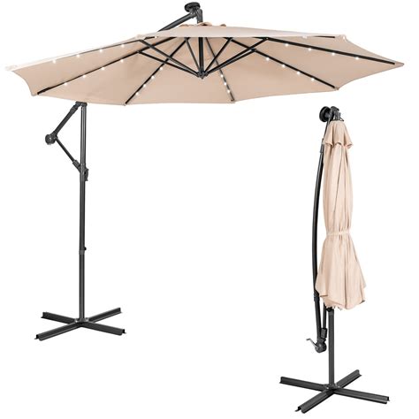 Tangkula 10 Ft Cantilever Umbrella W32 Solar Powered Led Lights Func Tangkula