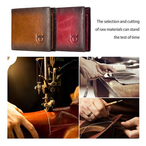 BULLCAPTAIN RFID Shielding Men Fashion Billfold Leather Wallet Credit