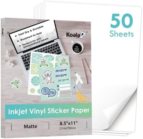 Koala Printable Vinyl Sticker Paper For Inkjet Printer Sheets