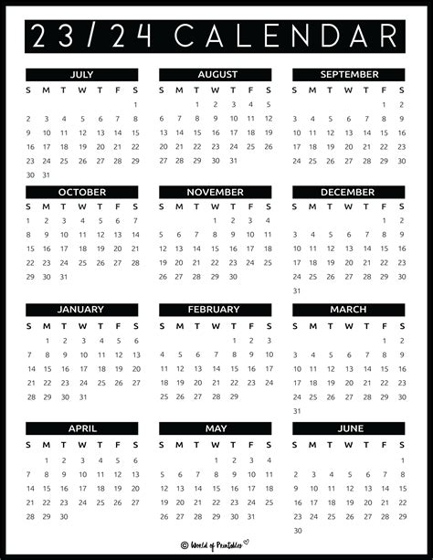 Printable Academic Calendar 2023 2024 Calendar 2024 Printable