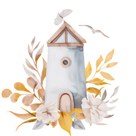 Beautiful Stylized Soft Watercolor Lighthouse · Creative Fabrica