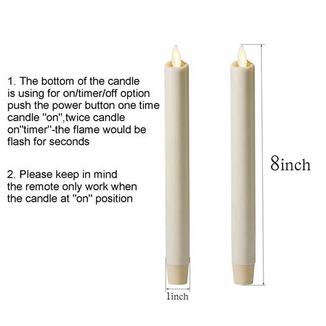 Luminara Flickering Flameless Tapered Candles Set Of 2 Wax Unscented