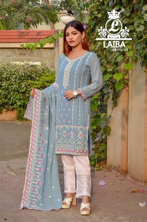 Laiba Designer Am Vol 108 Pure Georgette Work Full Stitch Pakistani Dresses