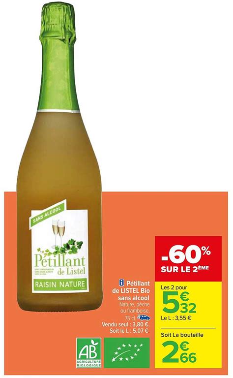 Promo P Tillant De Listel Bio Sans Alcool Chez Carrefour Icatalogue Fr