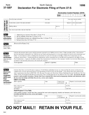 Fillable Online Declaration For Electronic Filing Of Form S Fax