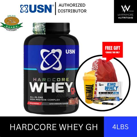 Usn Hardcore Whey GH Muscle Protein Powder 1 8kg Free 2 Gift Whey