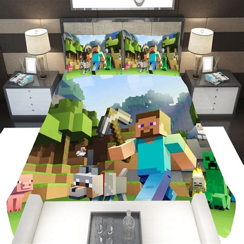 Minecraft Bed Sheets Steve Minecraft Sky Blue Twin Full Queen King Bed ...