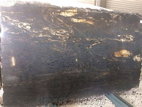 Cosmos Black Granite Polished Slabs With Golden Vein Black Granite Slab