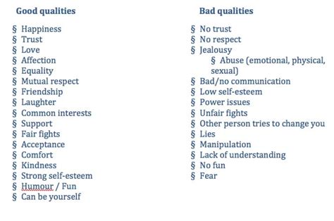 Good Qualities In A Person For A Relationship