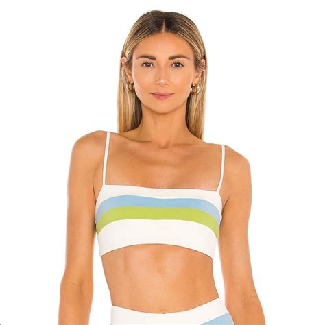 L Space Swim L Space Rebel Stripe Bikini Set In Cream Sky Blue Kiwi Poshmark