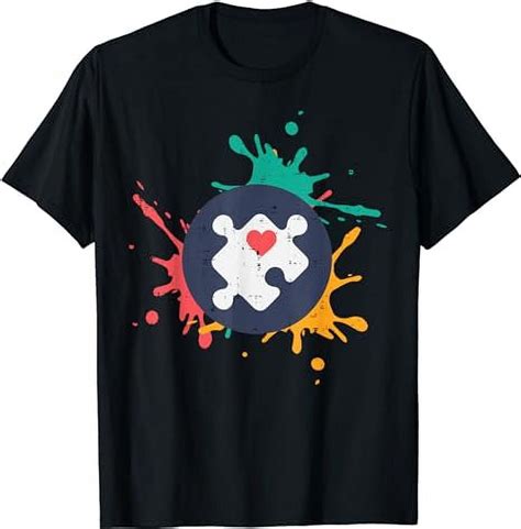 Autism Puzzle Piece Paint Splash Awareness Men Women Kids T Shirt