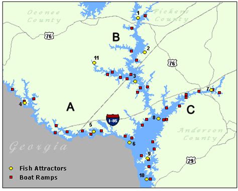 Lake Hartwell Western Border Between Georgia And South Carolina