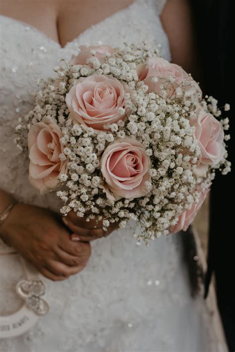 Beautiful Pink Roses And Gypsophila Wedding Bouquet Ideas Pink Rose