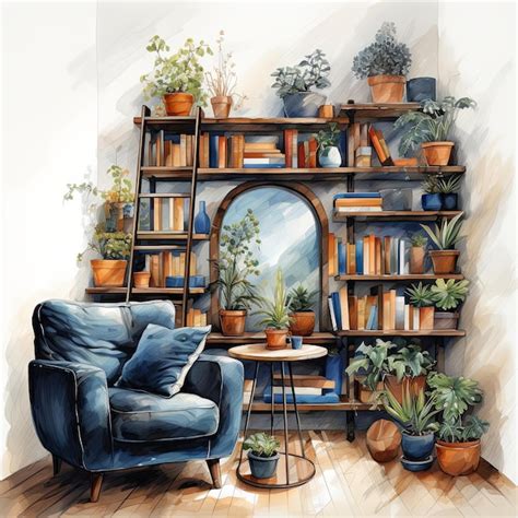 Premium Photo Watercolor Vector Illustration Of A Living Room