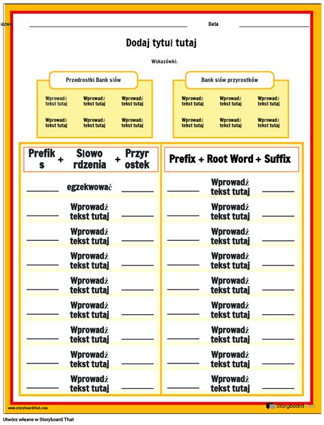 Darmowe Arkusze Przedrostków i Przyrostków StoryboardThat