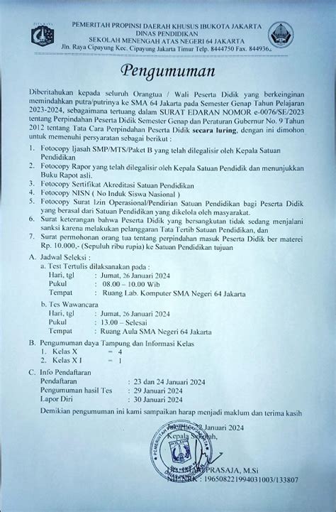 PENGUMUMAN INFO MUTASI TAHAP 2 PESERTA DIDIK SEMESTER GENAP TP 2023 2024