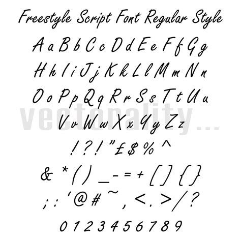 Freestyle Script Font Regular Style Alphabet Letters Vector - Etsy ...