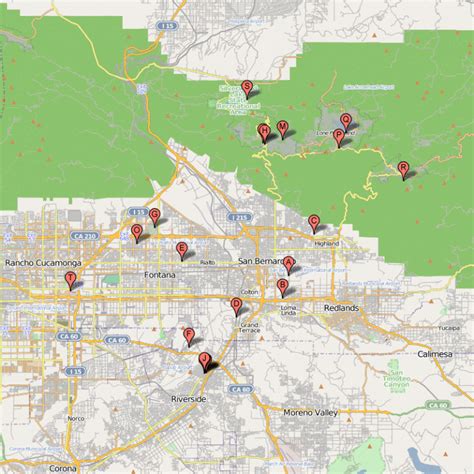San Bernardino Map Tourist Attractions Travelsfinderscom