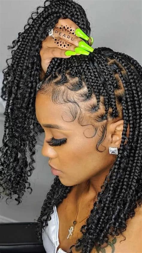 Knotless Bohemian Braids In Braids For Short Hair Box Braids