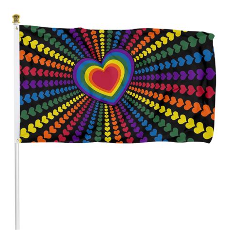 Rainbow Love Hearts Flag