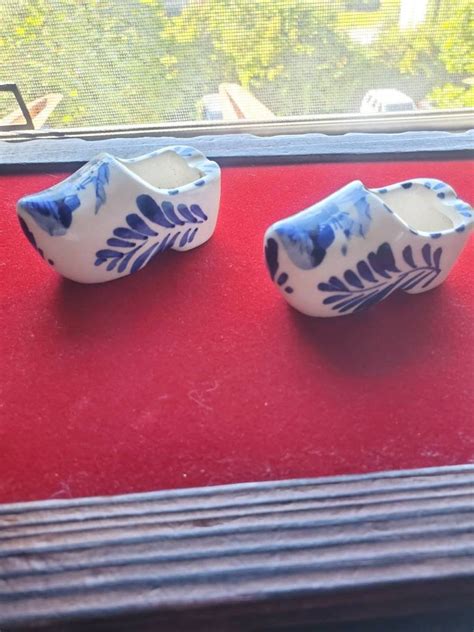 Vintage 3 Delft Blue Ceramic Clog Shoe Holland Windmill Etsy