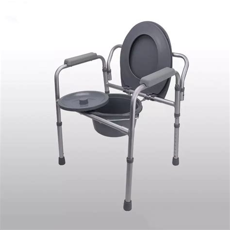 Supply Aluminum Foldable Toilet Commode Chair For Disabled With Armrest