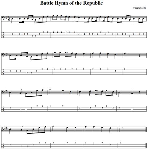 Battle Hymn Of The Republic Hymn The Republic Bass Guitar Tabs