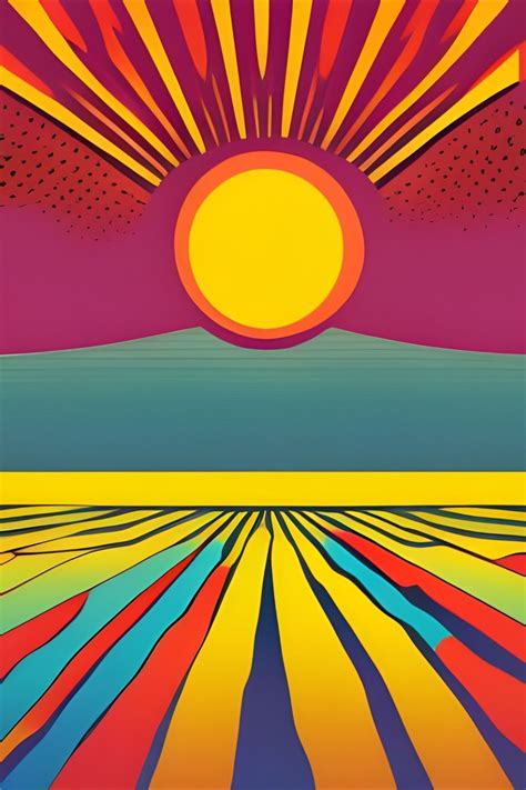 Pop Art Sunrise Illustrated In A Colorful Retro Pop Art Style Pop Art