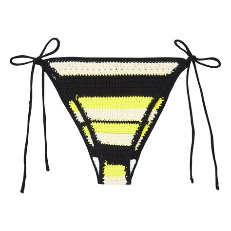 Ganni Organic Cotton Crochet Bikini Bottoms Yellow Smallable