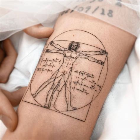 Vitruvian Man Tattoo On The Inner Forearm