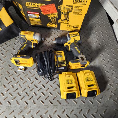 Houston Location As Is Dewalt Atomic 20 Volt Max Lithium Ion Cordless Combo Kit 2 Tool With 2