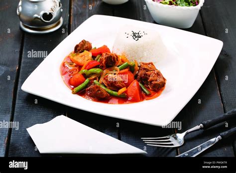 Stewed Beef Brisket Rice Stock Photo Alamy