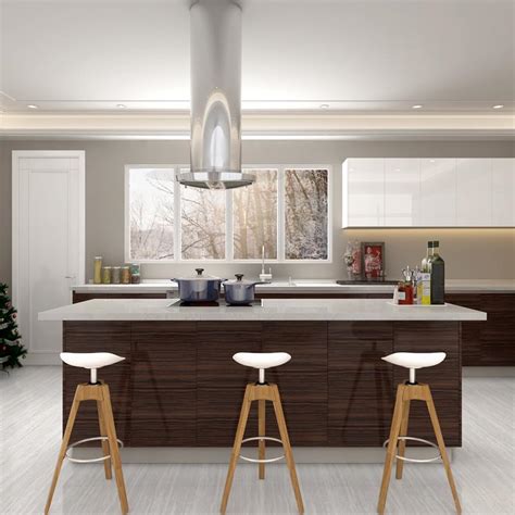 White High Gloss And Wood Grain Kitchen Cabinet Balos Cabinet