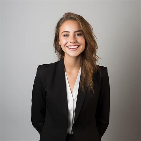 Premium Photo Businesswoman Wearing A Black Suits In Isolated Plain