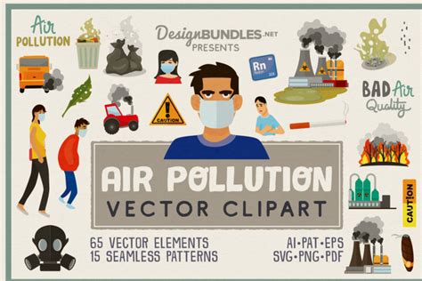 Air Pollution Vector Clipart and Seamless Pattern