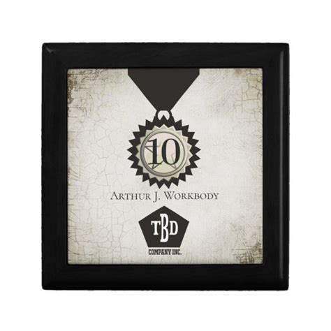 Medal Emblem 10 Year Employee Anniversary T Box Zazzle