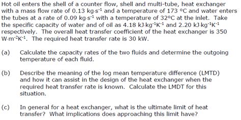Solved Hot Oil Enters The Shell Of A Counter Flow Shell And Chegg