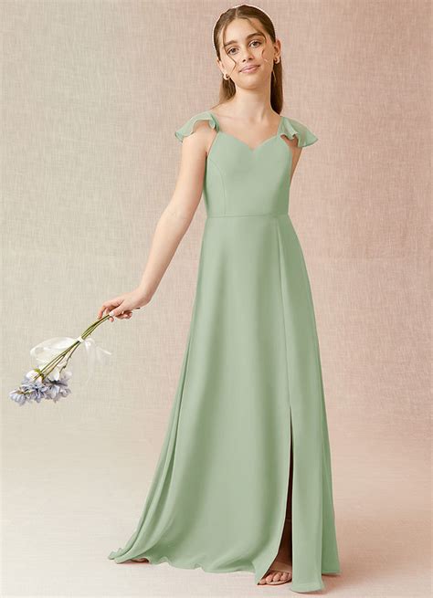 Dusty Sage Azazie Everett JBD Junior Bridesmaid Dresses Azazie