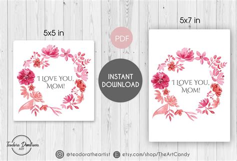 Printable Cards 'I Love You Mom' Card for Mom/ | Etsy