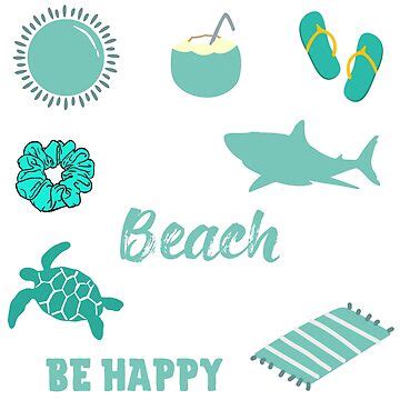 Teal Summer Beach Fun Sticker Pack Sticker For Sale By Chnider