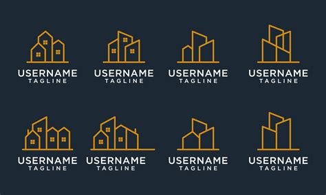 Set Of Monogram Real Estate House Home Building Logo Design Template