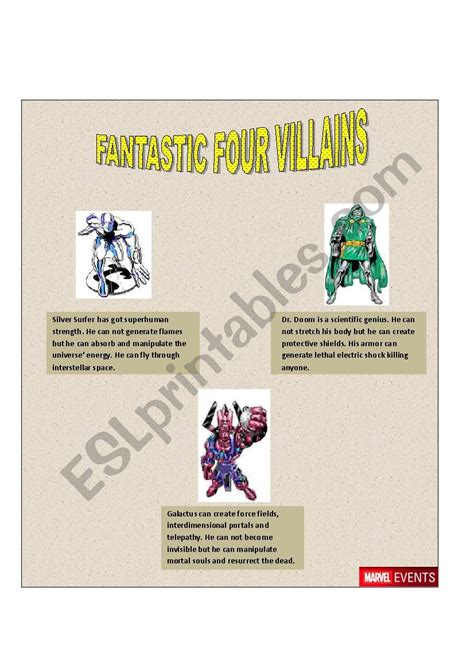 Fantastic four villains - ESL worksheet by roxanne87