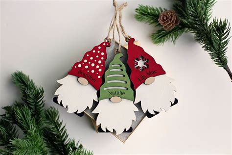 Custom Gnome Christmas Ornaments, Gnome Ornament, Personalized Name ...