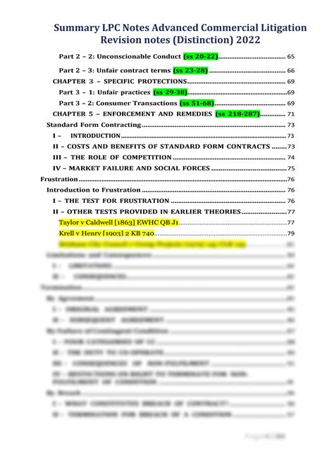 SOLUTION Summary Lpc Notes Advanced Commercial Litigation Revision