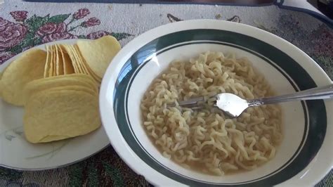 Asmr Eating Ramen Noodle Shrimp Flavor And Pringle Chips Youtube