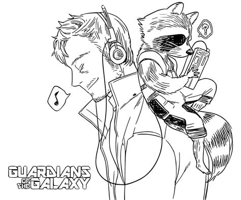 Guardians Of The Galaxy Star Lord And Rocket Coloring Page Download