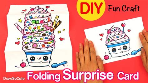 How To Make A Cute Folding Surprise Card Diy Easy Youtube