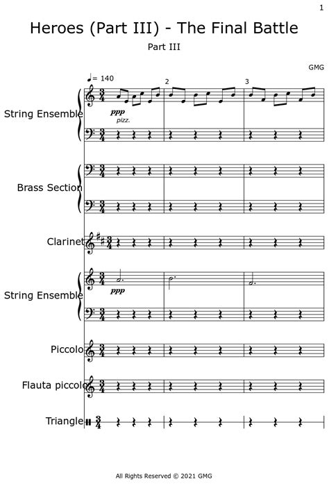 Heroes (Part III) - The Final Battle - Sheet music for String Ensemble ...