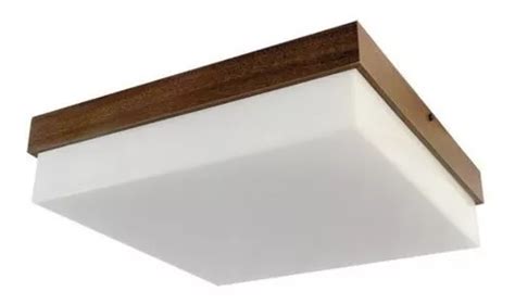 Plafon Sobrepor Luminária Madeira Acrílico 30x30 Franja Mdf