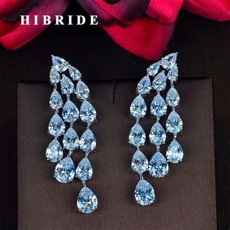 Hibride Fashion Water Drop Shape Aaa Cubic Zircon Pendent Drop Earring